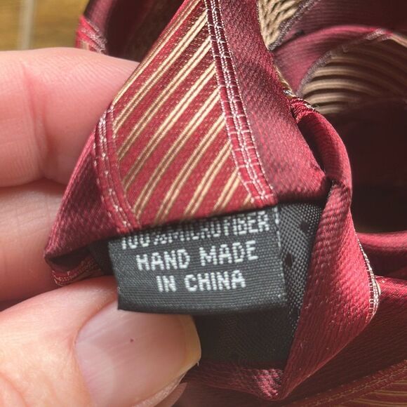 STACY ADAMS Tie Mens 100% Microfiber Necktie Designer STRIPED Red - Picture 6 of 7